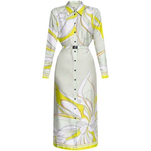 토리 버치 프린트 실크 셔츠 드레스, 그린계열+옐로우계열, US 4(KR S/M)