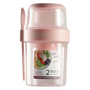 씰락 휴대용 이중 샐러드 컵 스푼 포함 일반도시락, 310ml + 56..., 1개