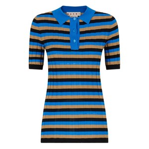 마르니 스트라이프 폴로 탑, 블루계열+브라운계열, Italy 36(KR 44)