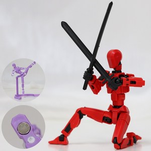 [착착 붙어] 아느캐 DIY 3D 더미 액션 피겨 구체관절 자석형 피규어 무기7종+거치대+손 파츠6종+자석2개 제작영상제공, 더미 레드, 1개