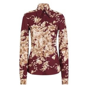 돌체앤가바나 로즈 프린트 샤르뫼즈 셔츠