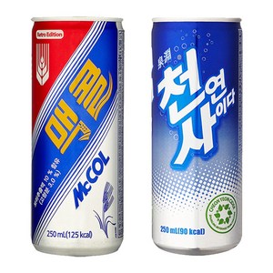 천연사이다 250ml x 30캔 + 맥콜 250ml x 30캔 총 60캔, 60개