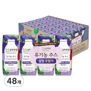상하목장 유기농 주스 사과블루베리케일, 125ml, 48개