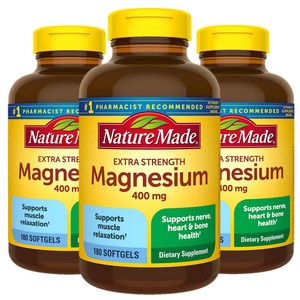 Natue Made 네이처메이드 엑스트라 스트렝스 마그네슘 400mg 180소프트젤 3병, 3개, 180정