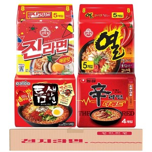 더레드 맵부심 라면 오뚜기 농심 팔도 4종 19개입 (열랴면5 신라면더레드4 틈새라면5 진랴면5), 1세트