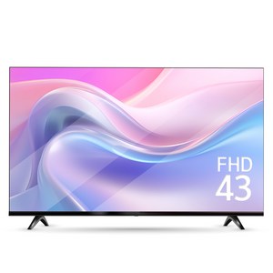 큐빅스 109cm 43인치 TV 강화유리 Glass LED FHD 에너지효율 1등급 제로베젤 티비 모니터 스탠드 벽걸이 지원 노래방 기기 호환, 벽걸이형 방문설치(기사방문)