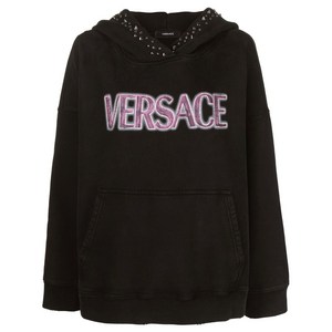 베르사체 로고 프린트 스터드 후디, 블랙계열, Italy 38(KR 44)