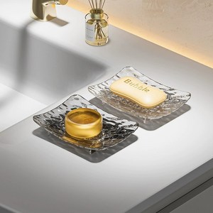 코날 투명 아크릴 물빠짐 욕실 다용도 비누 받침대, 1세트, 화이트+그레이