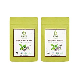 아라야 USDA 유기농 인증 천연 내추럴 퀸즈 헤나, 2개, 다크브라운