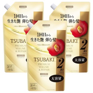 츠바키 프리미엄 볼륨 & 리페어 샴푸 리필용, 600ml, 3개