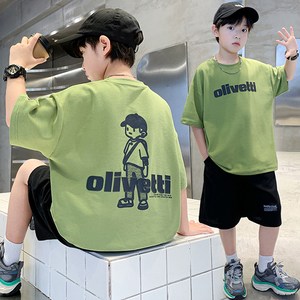 비비키드 주니어 남아 여름 상하복 세트 초중생 olivetti 모자소년 반팔티 초등생 반바지 세트 (6233)