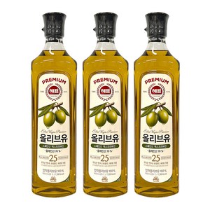 해표 압착 올리브유, 900ml, 3개