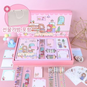 우주야옹이 다이어리꾸미기 올인원 세트 행복한 휴일 + 종이가방 포함, 핑크