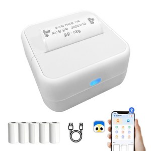 FDUCE S1 미니 포켓 프린터 감엳 라벨기 + 접착 라벨지 5개입, 화이트, 1개