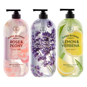 온더바디 수퍼보타닉 바디워시 라벤더 앤 로즈마리향 900g + 레몬 앤 버베나향 900g + 로즈 앤 피오니향 900g