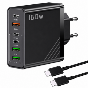 6in1 c타입 고속 충전기 160W 2TYPE-C+2USB+PD+QC+ C TO C 1M 100w 케이블 세트