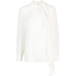 돌체앤가바나 프릴 트리밍 실크 블라우스, 화이트계열, Italy 42(KR 55)