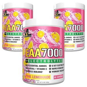 EVLUTIONNUTRITION EAA7000 + 전해질 핑크 레모네이드, 369g, 3개