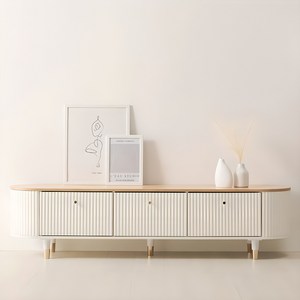 스칸디무드 국내제조 밀레 타원형 템바보드 높은 거실장 방문설치