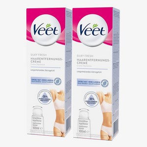 Veet 비트 비키니 겨드랑이 듀어 제모 크림 센서티브스킨 100ml 2팩, 2개