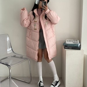 바이하은 떡볶이 레글런 후드 롱패딩 점퍼