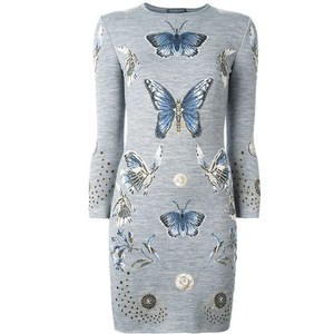 알렉산더맥퀸 버터플라이 자카드 니트 드레스