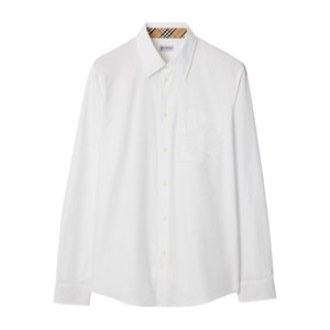 버버리 체크 패턴 커프스 셔츠, 화이트계열, Mid standard XS