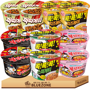 큰컵 볶음면 세트 콕콕스파게티2개 콕콕치즈볶이2개 짜파게티2개 불닭볶음면2개 까르보불닭2개 라면스틱2개