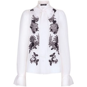 돌체앤가바나 레이스 아플리케 실크 혼방 셔츠, 화이트계열, Italy 48(KR 77)