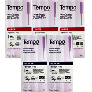 템포 체내형 생리대 슈퍼 10개입 3p + 레귤러 10개입 2p, 10개입, 10개