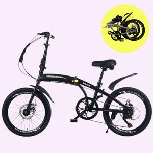 더보누르 가벼운 접이식 자전거 미니벨로 20인치 휴대용 출퇴근 폴딩 초경량 완조립, 스틸프레임 + 기본휠 + 블랙