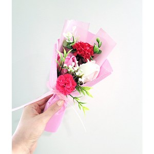 짱구엄마/꽃다발 카네이션/비누꽃다발/100%수공예상품/어버이날/스승의날/조화/꽃/브로찌/코사지, 핑크, 1개