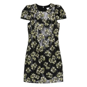 알렉산더맥퀸 플로럴 퍼프 소매 드레스, 블랙계열+그린계열, Italy 42(KR 66)