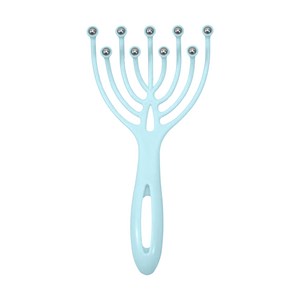 두피 케어 구슬 마사지 머리빗 자석 구슬 헤드 괄사 지압기, 블루, 1개