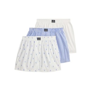 폴로랄프로렌 로고 웨이스트밴드 복서 브리프 3팩 세트, 화이트계열+블루계열, L