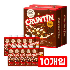 [본사공식몰] 크런틴 단백질쉐이크 초코이즈백 크런치볼 25% 당 0g대, 250g, 2박스