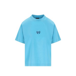 발렌시아가 로고 자수 반소매 티셔츠, 블루계열, Standard XS(KR 44)