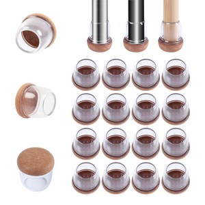 Ezprotekt 원형 16P .테이블 /식탁 /쇼파/화장대 다리 의자발 커버 층간소음 방지 .체어슈즈.투명/블랙, 16개, 투명