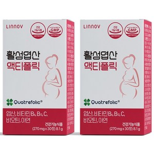 리노브 4세대 활성엽산 액티폴릭 임산부 영양제, 30정, 2개