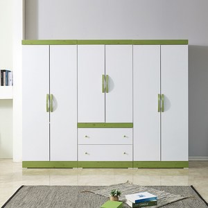 해해동동 클라라(댐퍼경첩)2430투서랍 장롱세트(옷장+2서랍옷장+이불장)신제품(88), 화이트그린