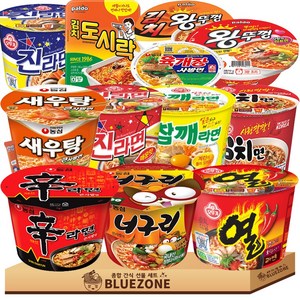 용기컵라면 12종 1세트 농심(신라면+너구리+새우탕+육개장사발면)+오뚜기(진라면매운+김치면+열라면+참깨)+팔도(왕뚜껑+김치왕뚜껑+팔도도시락+김치도시락)