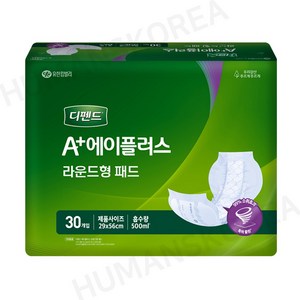 유한킴벌리 남녀공용 디펜드 속 기저귀 라운드형 성인기저귀/패드 대형, FREE(onesize), 30개입, 6개