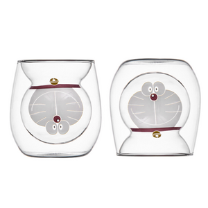 AOHAO 도라에몽 이중 유리컵 2개입