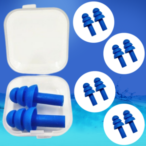 윙코코 수영 실리콘 귀마개 소음 방지, 5세트, 쿨블루