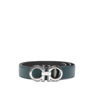 페라가모 로고 버클 레더 벨트, cm 110, 블루계열+블랙계열