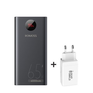 로모스 PEA40 Pro 65W 4만 대용량 보조배터리 65W 충전기 포함 세트, 블랙