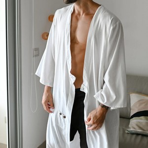 남성 캐주얼 패션 망토 자켓 솔리드 컬러 트렌드 버튼 봄과 여름 셔츠