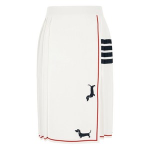 톰 브라운 닥스훈트 인타르시아 플리츠 니트 미디 스커트, 화이트계열+블루계열, Italy 36(KR 33)