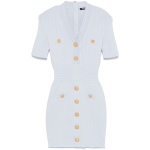 발망 버튼 디테일 니트 미니 드레스, 블루계열, France 40(KR 66)