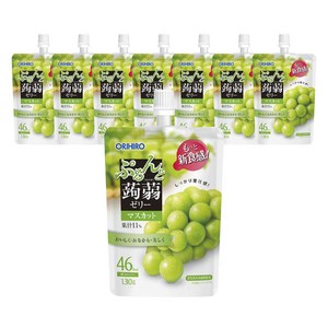 ORIHIRO 오리히로 탱글탱글 곤약젤리 스탠딩 머스캣맛 130g X 8개세트 일본젤리 일본간식 일본군것질 일본곤약젤리, 130g, 8개